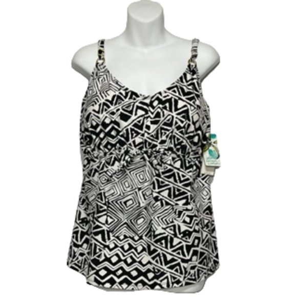 ISLAND ESCAPE WOMAN Other - ISLAND ESCAPE WOMAN Black and White Tankini Top NWT